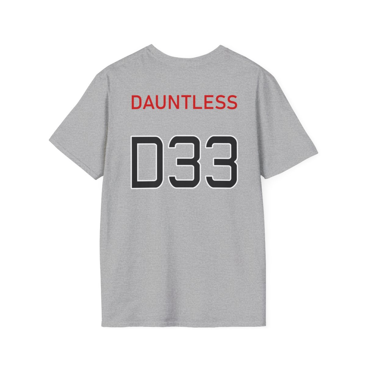 HMS Dauntless T-shirt in grey, back view.
