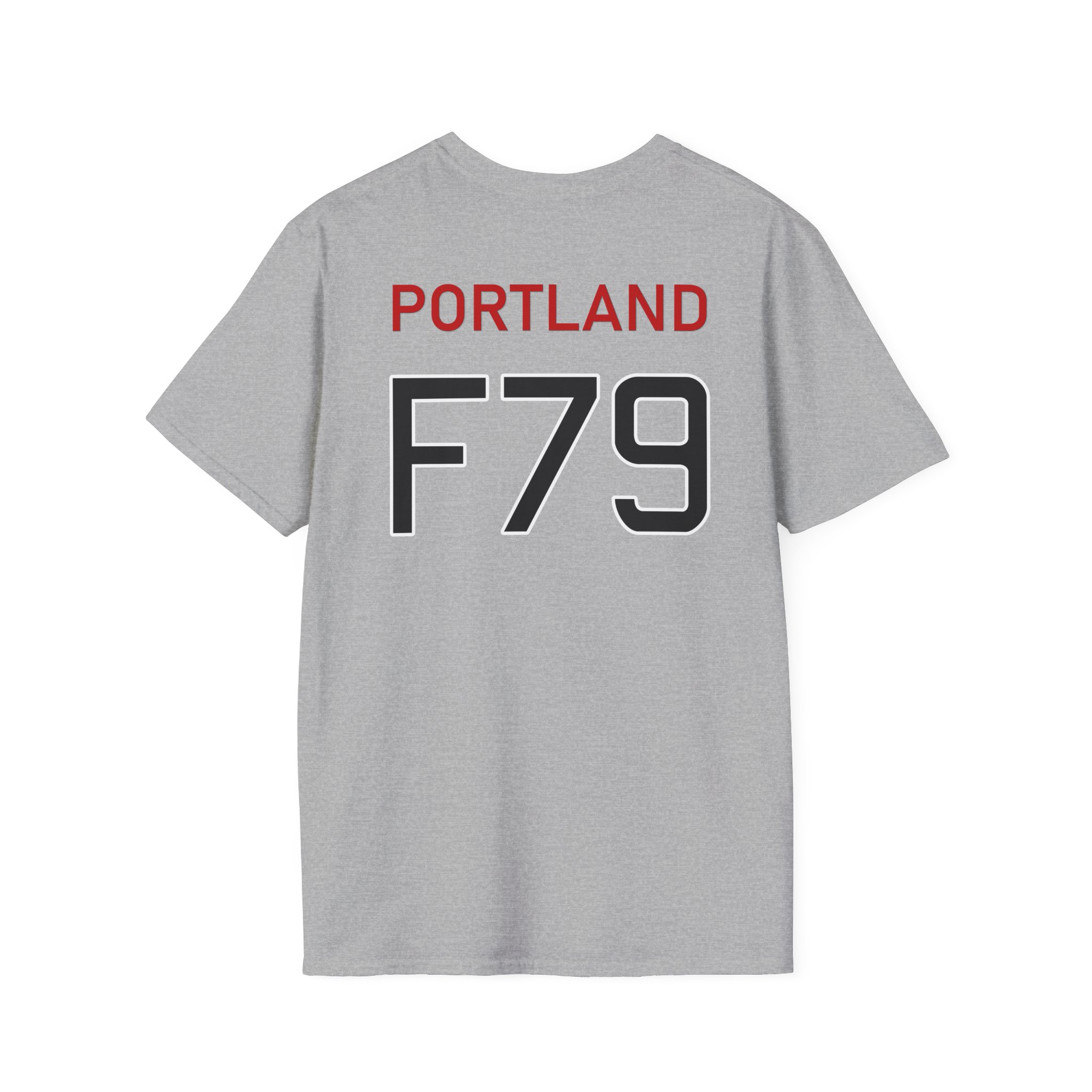 HMS Portland T-shirt in grey, back view.