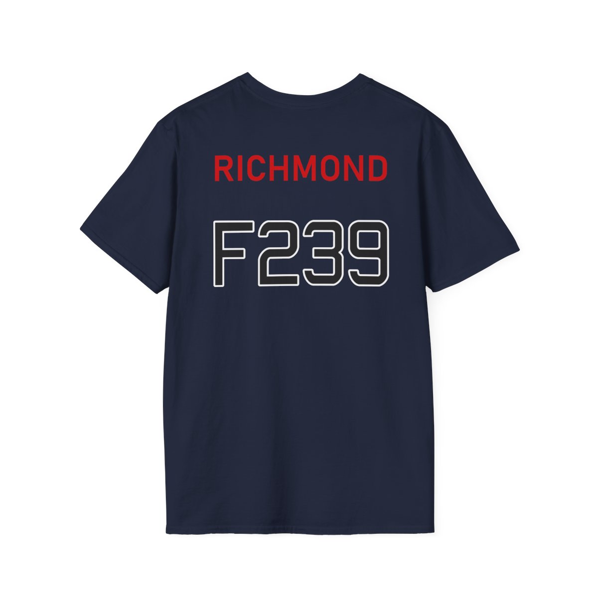 HMS Richmond T-shirt in navy blue, back view.