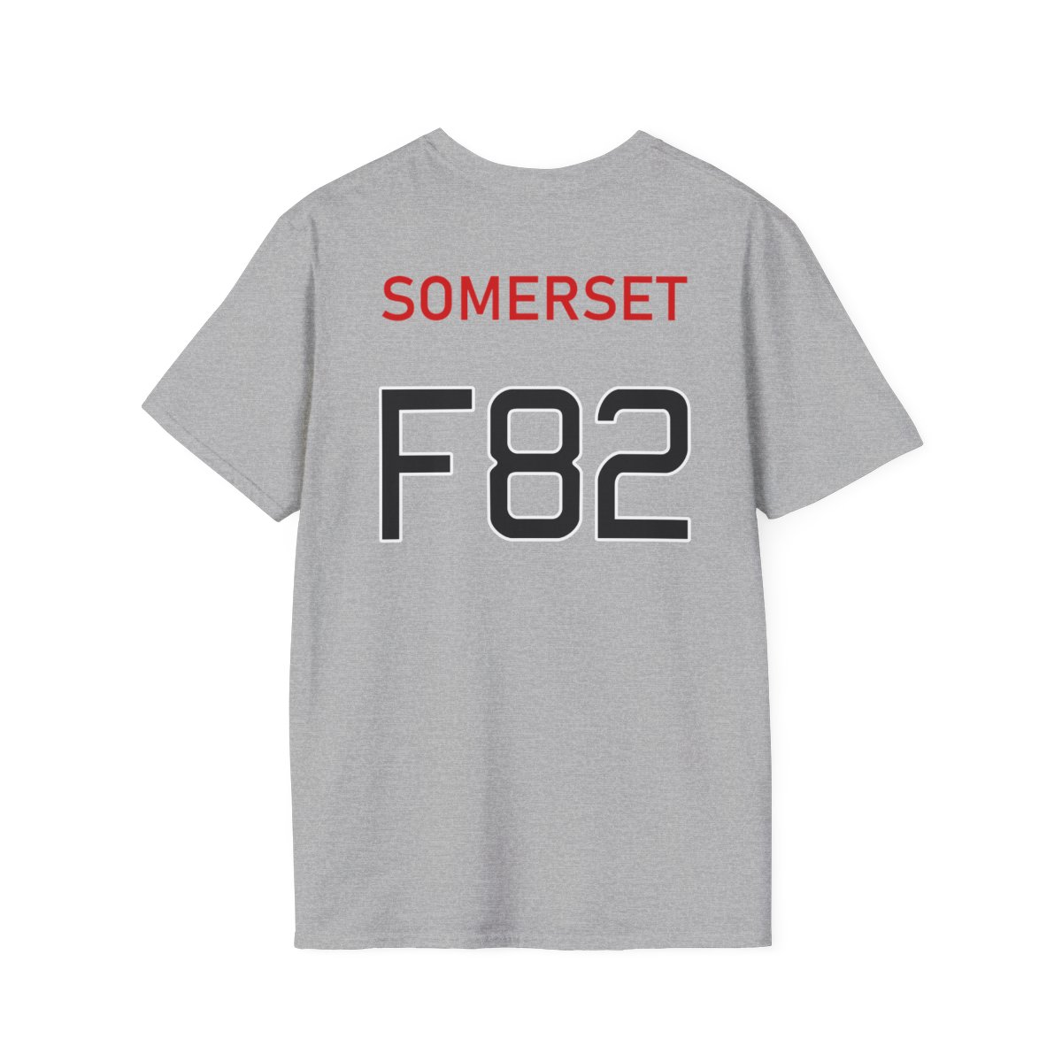 HMS Somerset T-shirt in grey, back view.